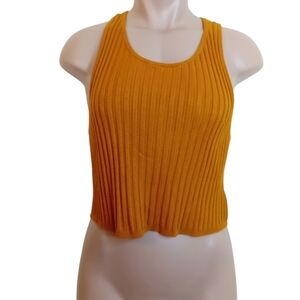 Urban‎ Outfitters UO Silence +  Noice Mustard Ribbed Crop Tank Top Size Large